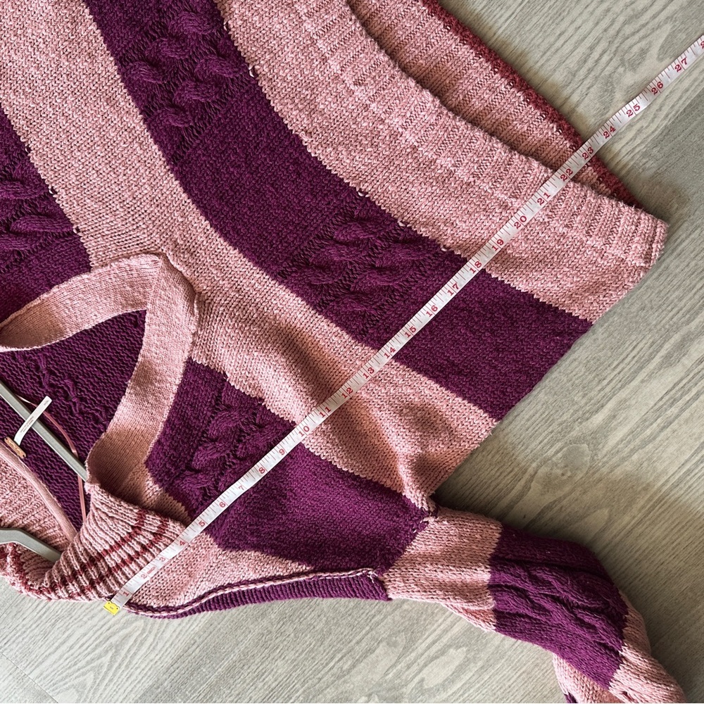 NWT Free People Pembrook Striped Cable Knit Collared Sweater Small - Picture 12 of 13